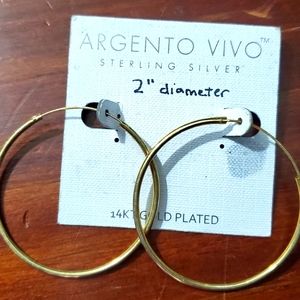Argento Vivo sterling silver 14kt gold plated hoop earrings